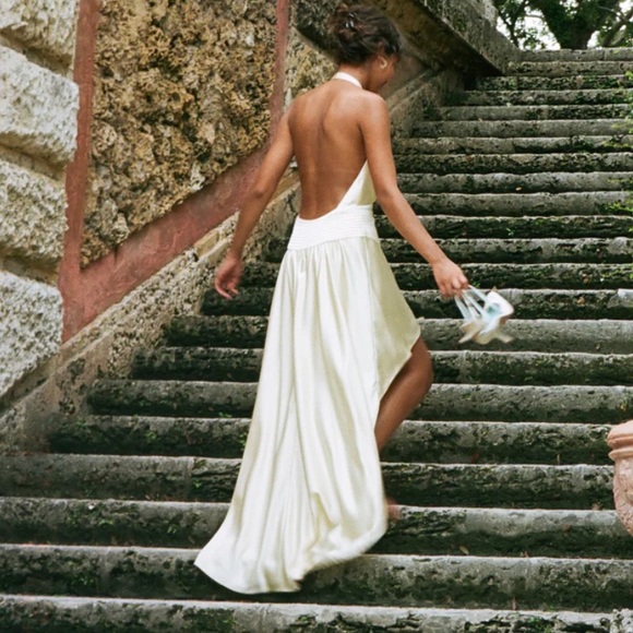 ORSEUND IRIS Halter Bow High Low Dress - Picture 1 of 4